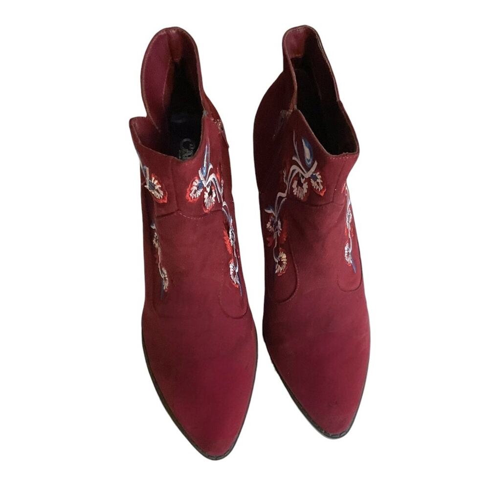 Carlos by Carlos Santana Western Women's 10M Ankle Boots Red Burgundy Floral - Picture 2 of 13